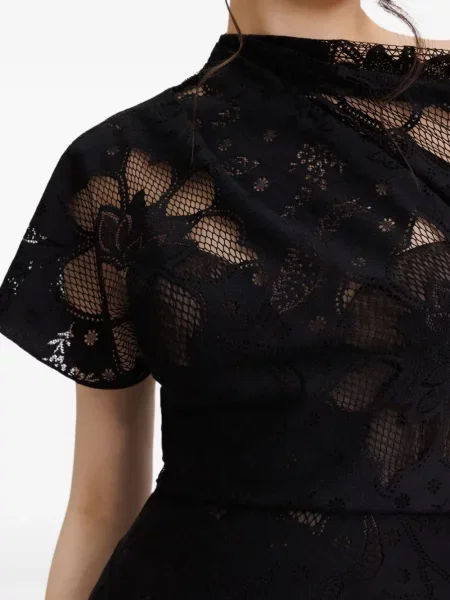 Rochie Gemy Maalouf asimetrică din dantelă negru