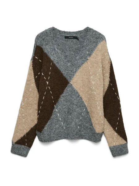 VERO MODA Pulover VMBLISS progasto / čokolada / pegasto siva bež