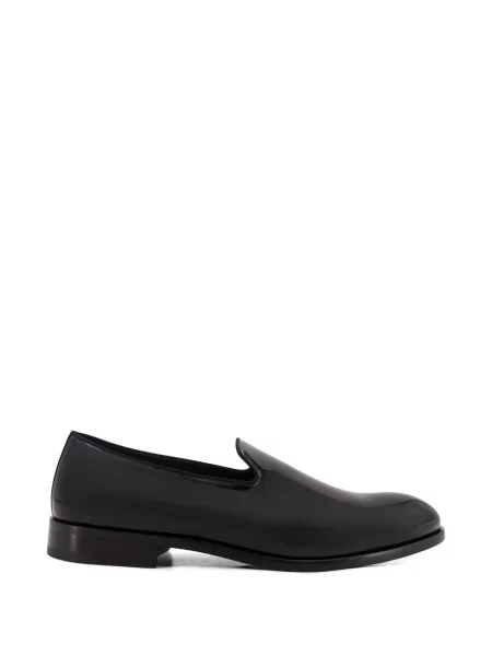Pantofi loafer Doucal's din piele de lac cu autograf negru
