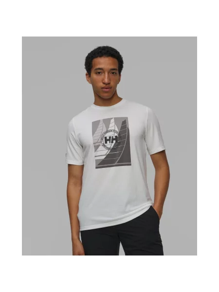 Helly Hansen t-shirt sportowy Race Graphic z nadrukiem biały