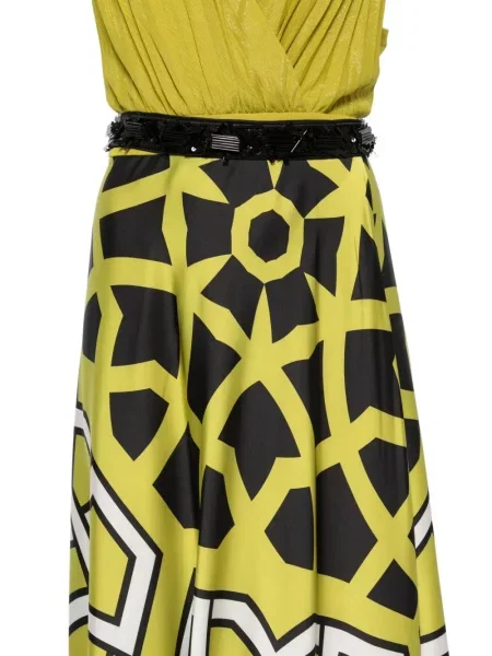 Rochie maxi Maestri cu imprimeu geometric verde