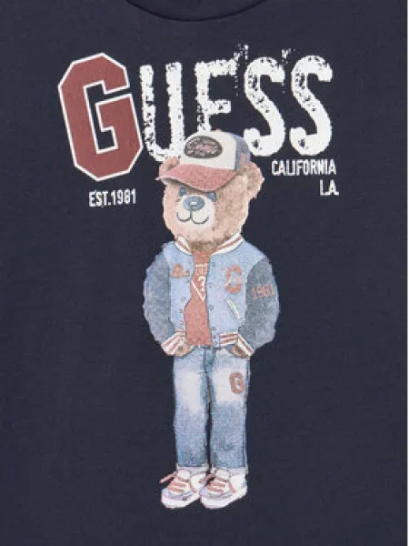 Guess Marškinėliai Tamsiai Regular Fit mėlyna
