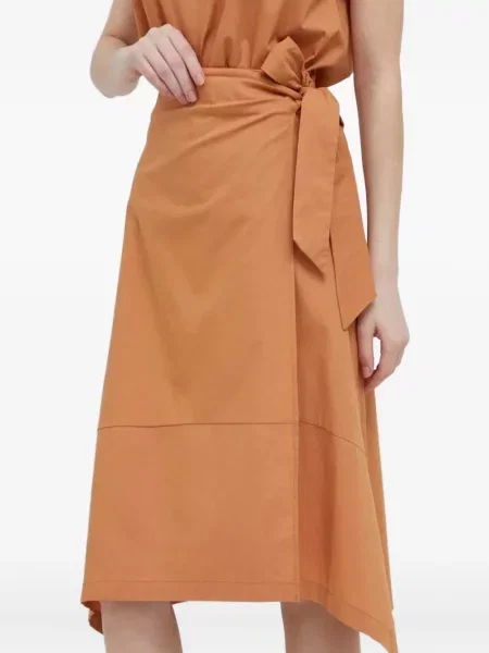 Fustă midi Dkny până la genunchi portocaliu
