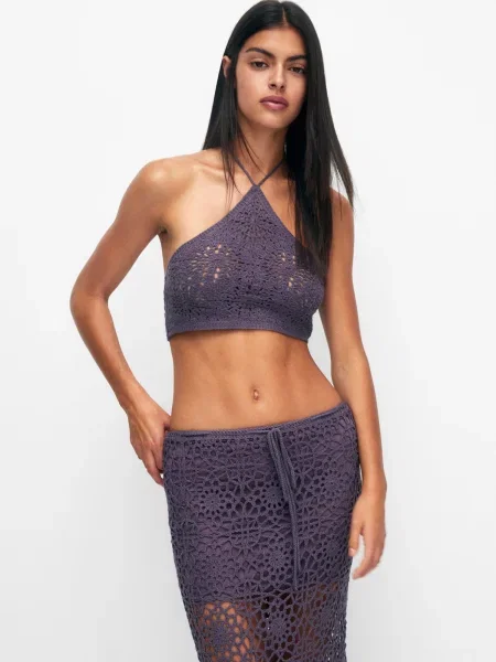 Pull&Bear Top brodat mov mură