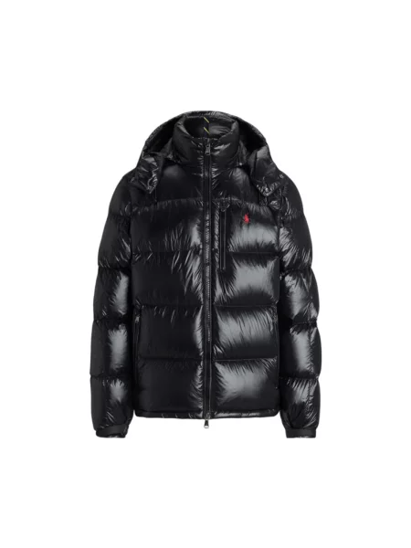 Kurtka bomber Polo Ralph Lauren z wysokim kołnierzem z logo pikowany niebieski