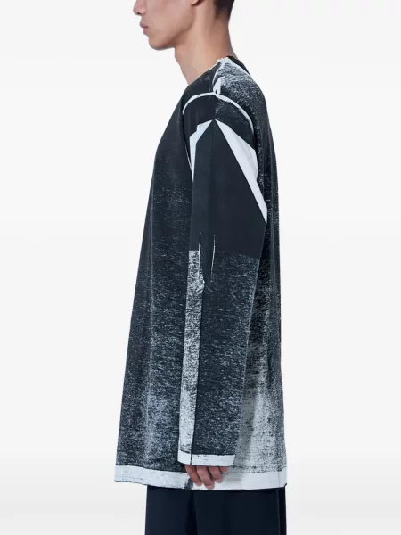 Dlouho tričko Yohji Yamamoto s oděrkami šedé
