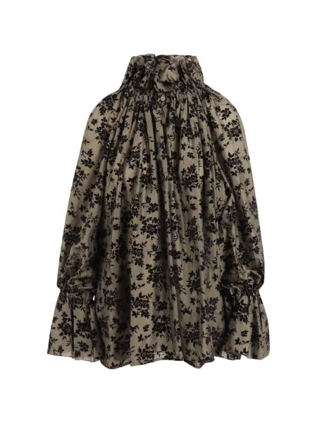 Bluză Thelatest cu model floral cu imagine verde