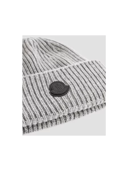 Czapka Moncler z kaszmiru szara