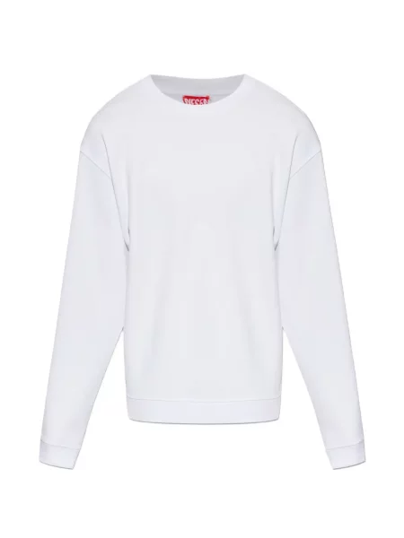 Lung hanorac crewneck Diesel cu decolteu rotund alb