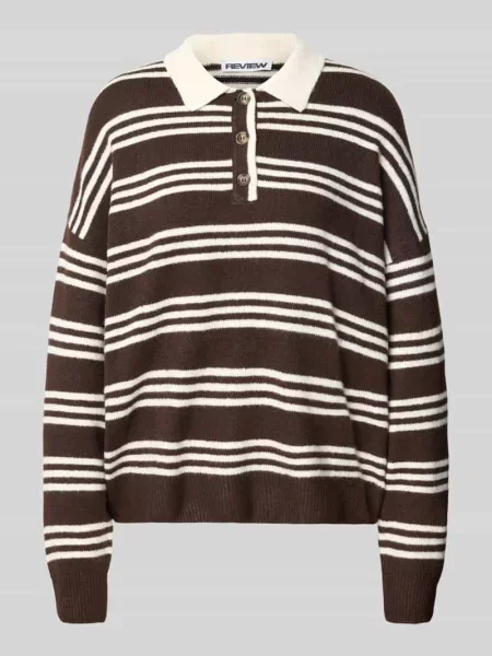 Sweter z dzianiny o kroju oversized z kołnierzykiem polo Review
