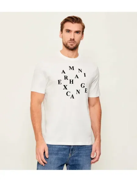 ARMANI EXCHANGE Tricou negru / murdar alb