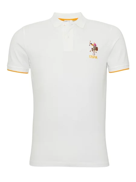 U.S. POLO ASSN. Majica temno rjava / svetlo oranžna bela