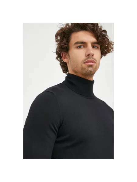 JOOP! sweter z dzianiny merino Donte Mężczyźni wełna ze strzyży jednolity XL czarny