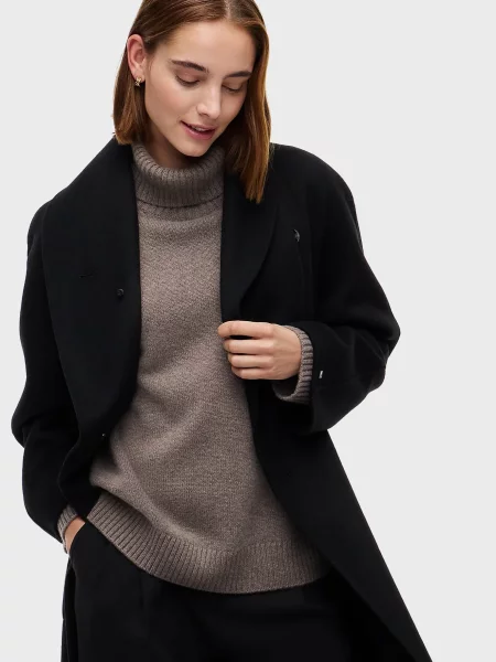 Вовняне пальто Tommy Hilfiger з поясом чорне