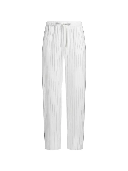 Pantaloni Dolce & Gabbana cu dungi din poplin alb