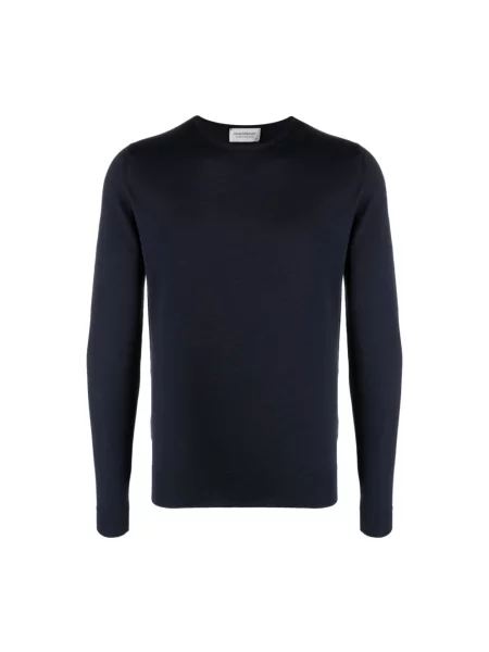 Sweter John Smedley wełniany z okrągłym dekoltem niebieski