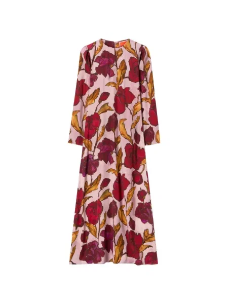 Rochie maxi La Doublej cu model floral lungă de costum roz