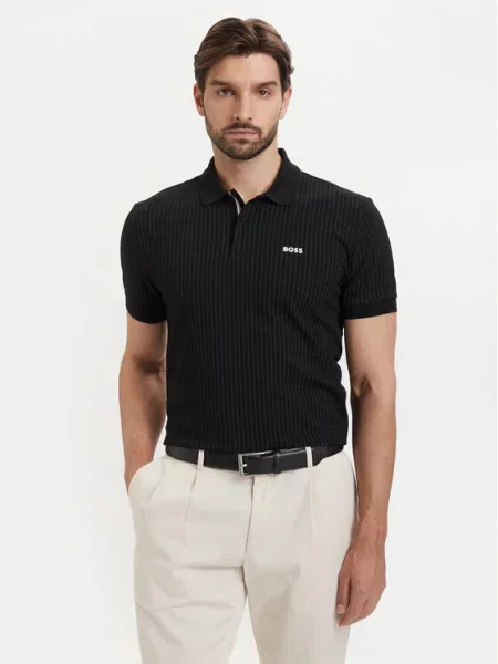 BOSS Tricou polo Pl Goc Birdie 3 negru