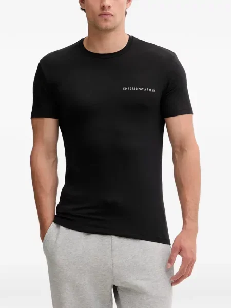 Тениска Emporio Armani с принт черно