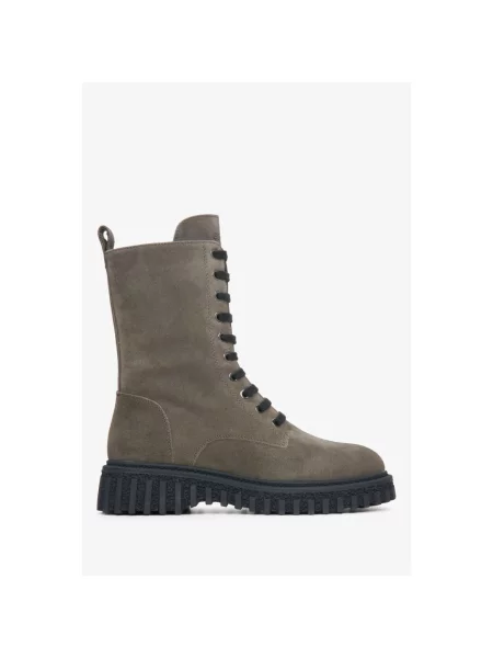 Зимові черевики велюрові Estro сірі