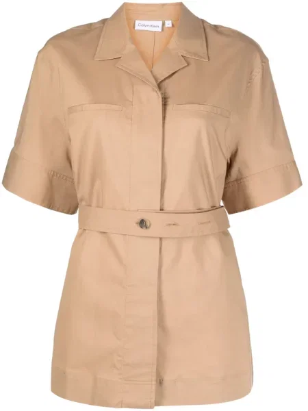 Kołnierzykowy koszula Calvin Klein brązowa