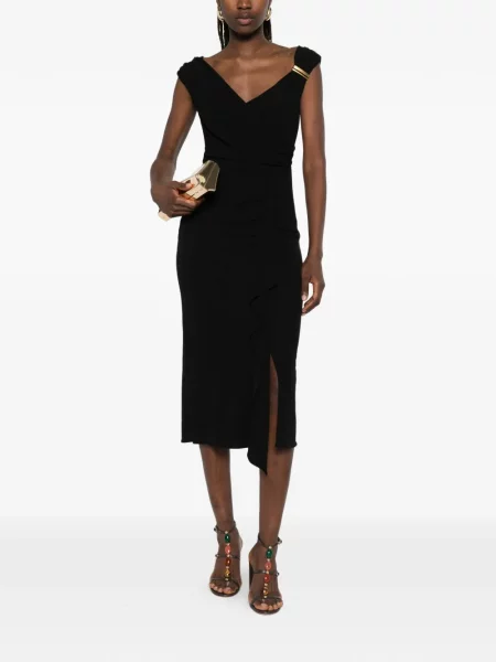 Rochie Max Mara cu volane drapată negru