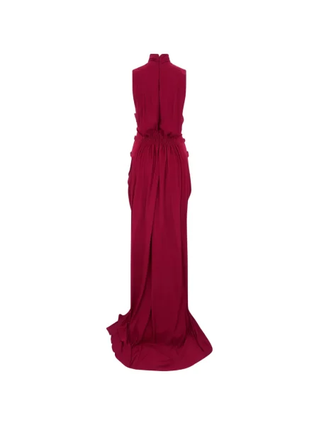 Rochie maxi Alberta Ferretti drapată cu bretele roșu
