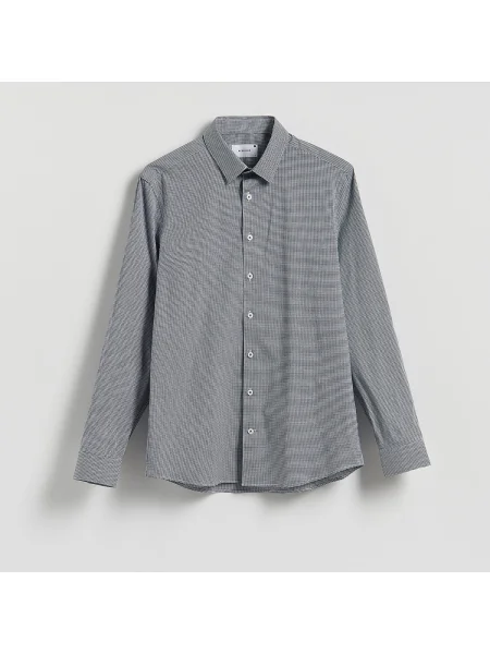 Reserved Slim fit kockás ing tengerészkék