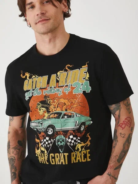 Medicine póló férfi nyomott mintás fekete