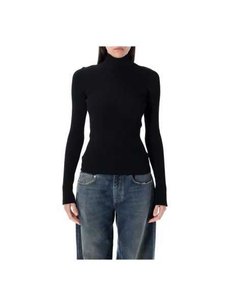 Lniany golf golf Balenciaga elegancki czarny