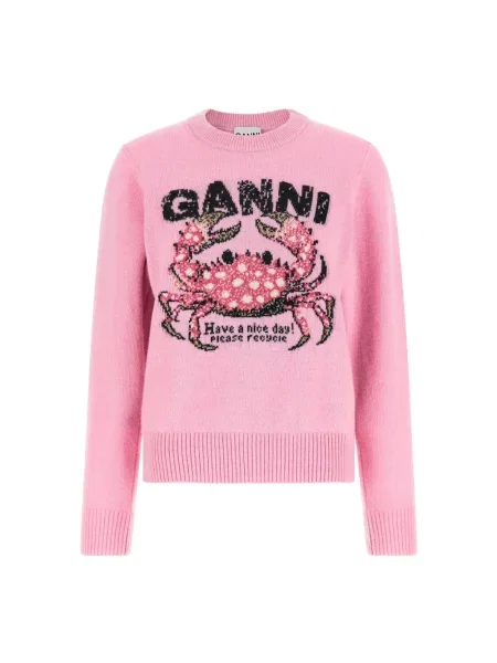 Sweter Ganni różowy