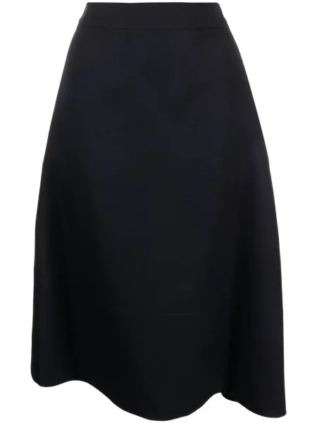 Fustă midi Jil Sander de lână până la genunchi albastru