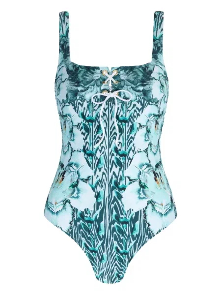 Бански Temperley London на цветя с принт синьо