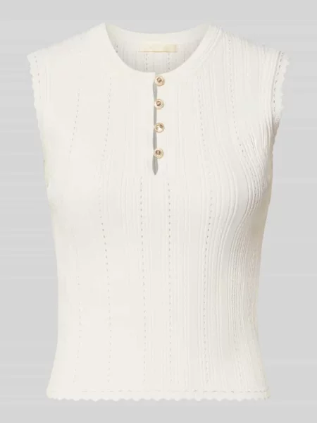 Dzianinowy top Guess klasyczny beżowy