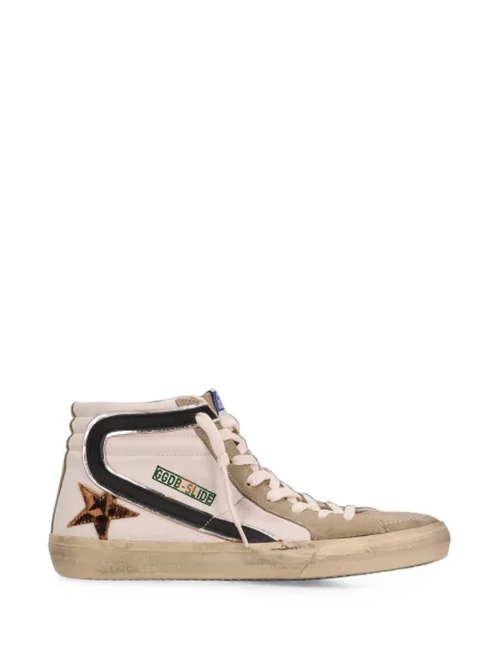 Sneakerși Golden Goose Slide din piele de căprioară alb