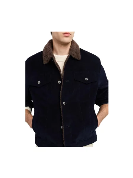 Kurtka jeansowa Pepe Jeans sztruksowa niebieska