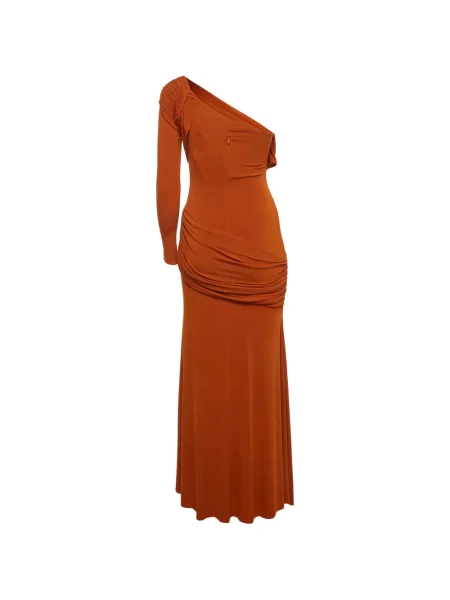 Rochie maxi Chats By C.dam din jerseu asimetrică portocaliu