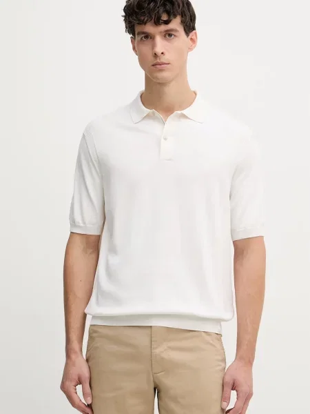 Tricou polo Paul&shark de mătase bej
