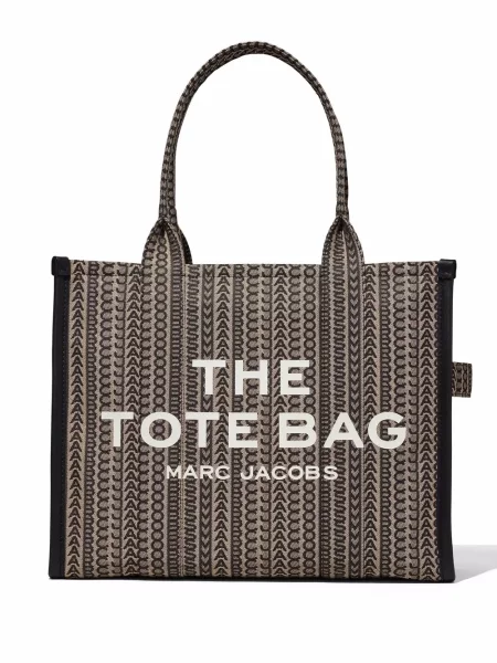 Shopperka Marc Jacobs z nadrukiem płócienna beżowa