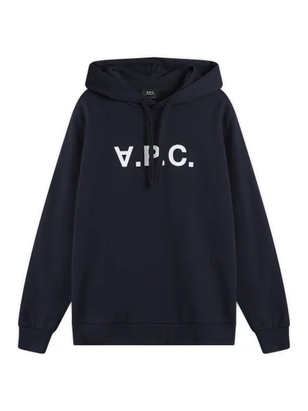 A.P.C. bluza hoodie standard grand vpc GOTS granatowy z kapturem z aplikacją niebieska