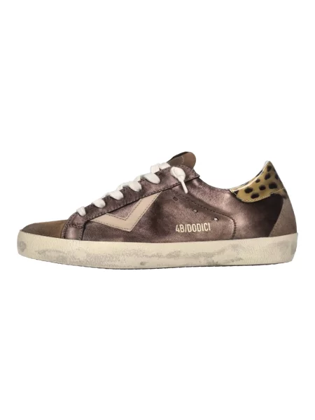 Sneakersy 4b12 skórzane brązowe