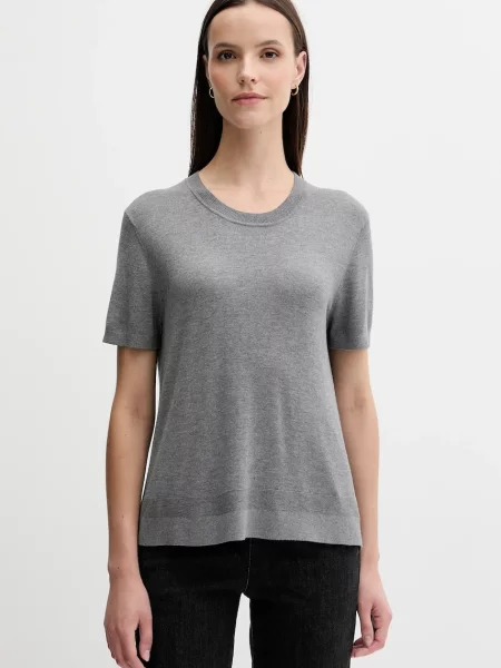 Тениска с коприна United Colors of Benetton сиво