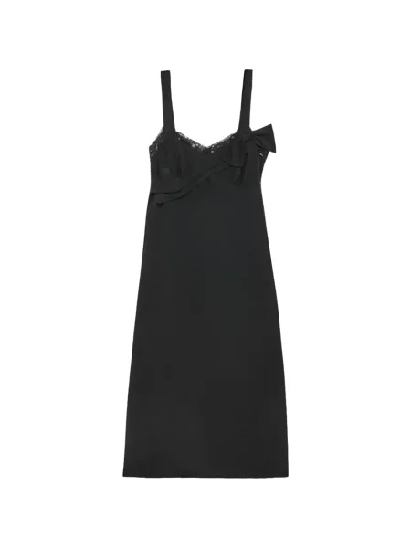 Rochie midi Simone Rocha cu funde din dantelă până la genunchi negru