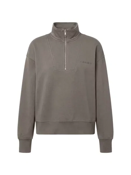 Hanorac cu fermoar Calvin Klein cu autograf maro