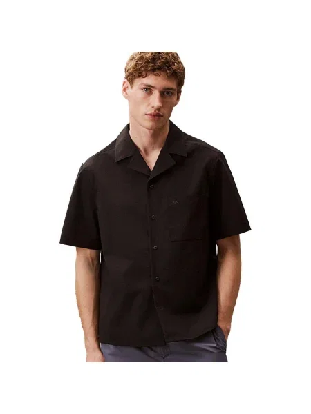Rövid ujjú klasszikus rövid ing Calvin Klein Jeans fekete