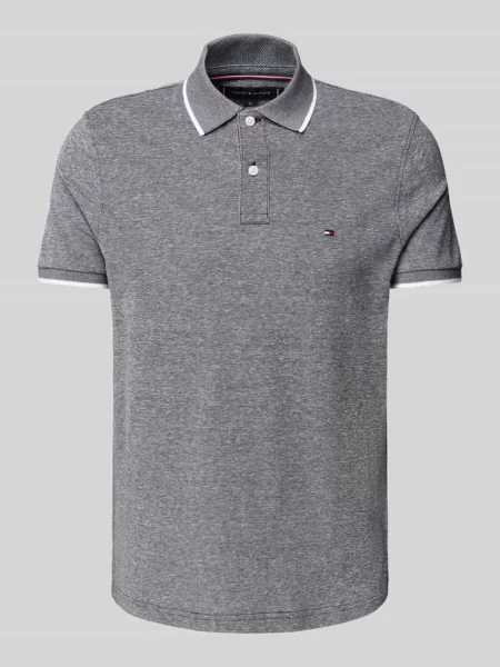Koszulka polo o kroju regular fit z mieszanki bawełny i lnu Tommy Hilfiger czarne