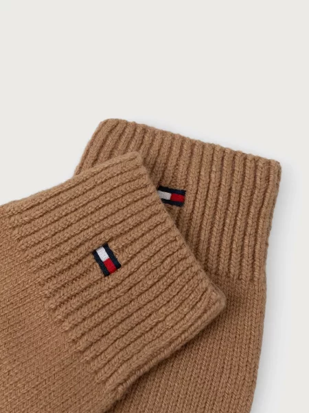 Tommy Hilfiger rukavice dámske s bavlnou béžová