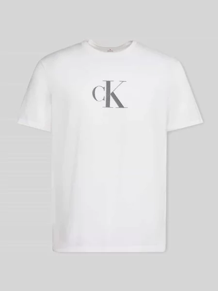 T-shirt z okrągłym dekoltem i logo Ck Calvin Klein biała
