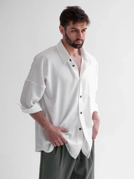 Сорочка IJ ij-sorochka-linen-white-man льон/віскоза білий