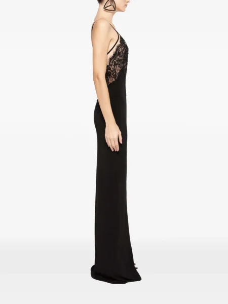 Rochie maxi Nissa din dantelă de costum negru